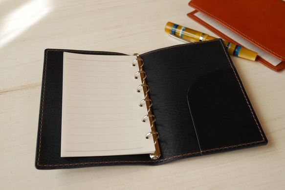 ミニ6穴のシンプルなシステム手帳・紺 手帳 KoNA Leathers 通販