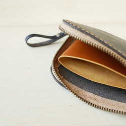 L字ファスナーのコンパクトな財布/ネイビー 3枚目の画像