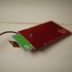 ICカードケース/赤・キャメル 2枚目の画像