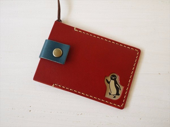 ICカードケース/赤・青 パスケース・定期入れ KoNA Leathers