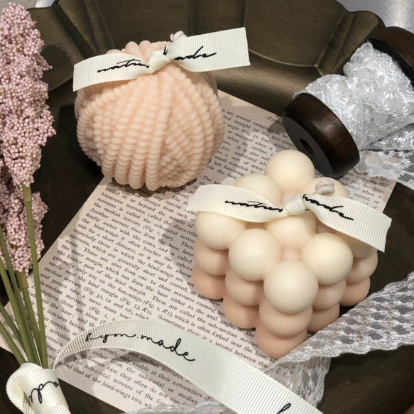 ♥グラデーション韓国 ボンボンキャンドル♥ソイワックス　結婚式のウェルカムスペース装飾　誕生日ギフト ボタニカル ピンク 7枚目の画像