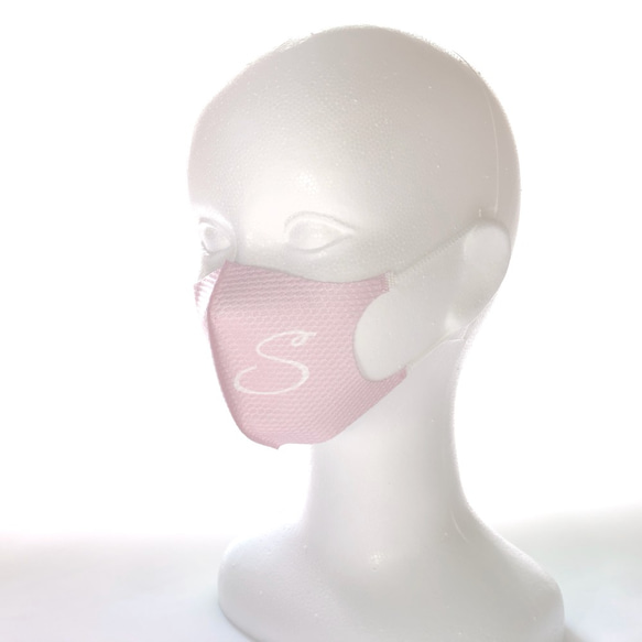 リボン風 イニシャル ピンク系 デザインマスク ✽ 小顔に見える！美しいフェイスライン ✽ くすみカラーマスク 5枚目の画像