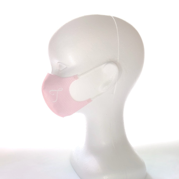 リボン風 イニシャル ピンク系 デザインマスク ✽ 小顔に見える！美しいフェイスライン ✽ くすみカラーマスク 8枚目の画像