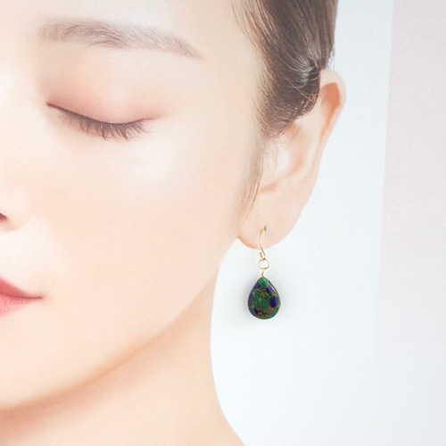 590/14kgfパープルフローライト×カイヤナイトピアスorイヤリング