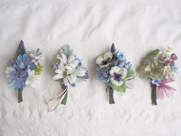Petit bouquet de fleurs＊紫陽花の花束のコサージュ 5枚目の画像