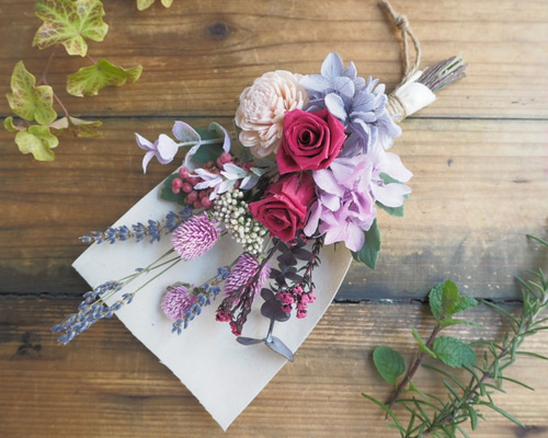 Antique Swag＜Cardinal＞＊カーディナル×ラベンダー早春スワッグ