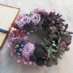 Bijoux Couronne＜antique violet＞＊ビジューミニリース＊プリザーブドフラワー＊冬＊春＊ギフト 4枚目の画像