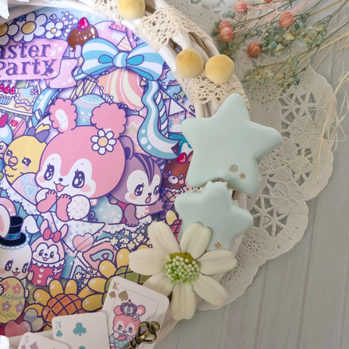 うさもきゅイラスト』ゆめかわイースターリース（ホワイト中サイズ