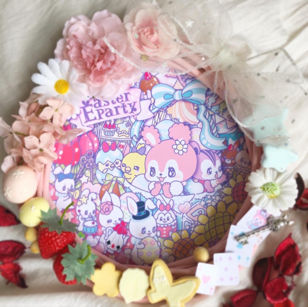 いちごの国 ♡いちごがいっぱいハッピーリース うさぎ姫♡シーグラスアート