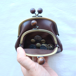 茶色木玉のがま口財布ブラウン　コインケース 7枚目の画像
