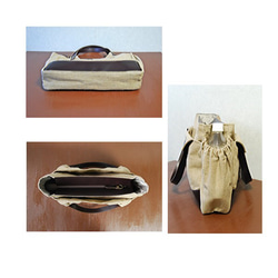 「送料無料」＜１点限り＞ヨーロッパの麻と革で制作したトートバッグ　＜革　ハンドバッグ＞　 5枚目の画像