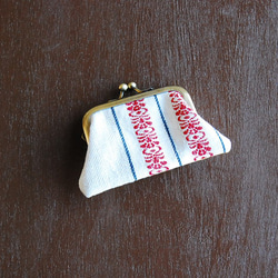 アンティ－クキッチンタオルのがま口コインケース　財布　 1枚目の画像