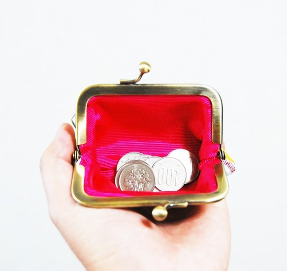 アンティ－クキッチンタオルのがま口コインケース　財布　 5枚目の画像