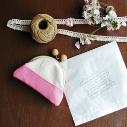 木玉がま口のお財布『Creema春の福袋2020』桜カラー　グレインサック 1枚目の画像