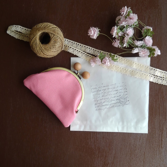 木玉がま口のお財布『Creema春の福袋2020』桜カラー　グレインサック 6枚目の画像