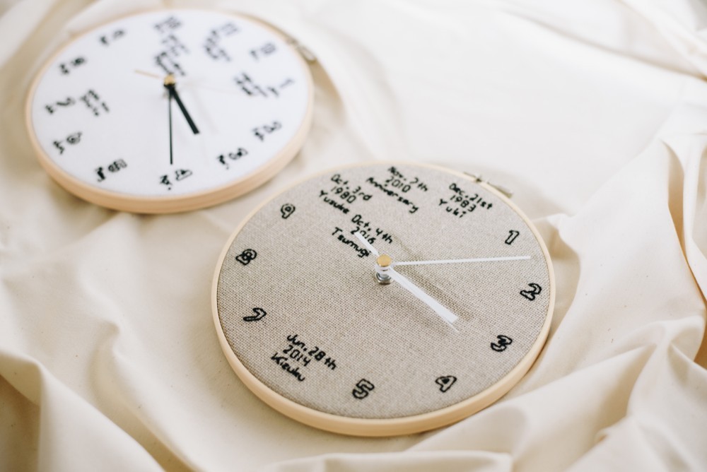 Family 家族のバースデイ 刺繍時計　オーダーメイド・名入れ
