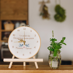 Love birds アニバーサリー刺繍時計 オーダーメイド・名入れ