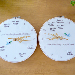 wedding 生まれ育った家族の刺繍時計 セット オーダーメイド 名入れ 4枚目の画像