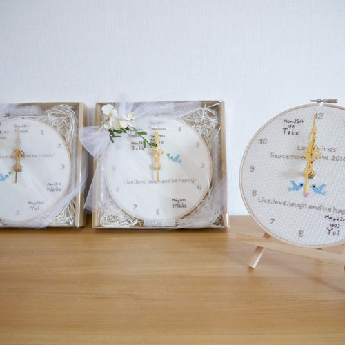 wedding 生まれ育った家族の刺繍時計 セット オーダーメイド 名