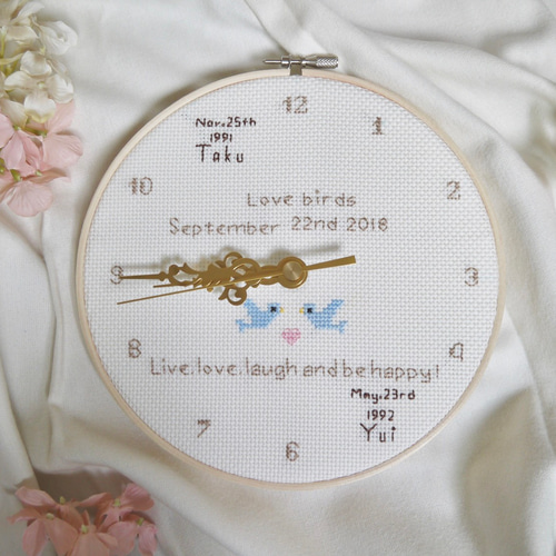 りゆったん様確認用ページ＊名入れオーダーメイド時計 wedding 生まれ育った家族の刺繍時計 セット オーダーメイド 名