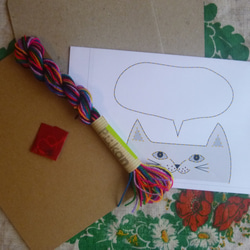 紙刺繍キット（刺繍セット）☆猫編☆ 2枚目の画像