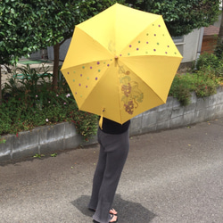 手刺繍の日傘【葡萄とカメレオン】※送料無料 8枚目の画像