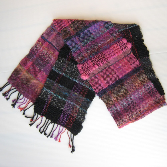 毛糸の手織りマフラー212 2枚目の画像