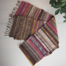 毛糸の手織りマフラー2109 4枚目の画像