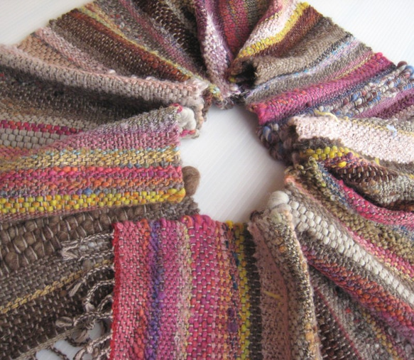 毛糸の手織りマフラー2109 9枚目の画像