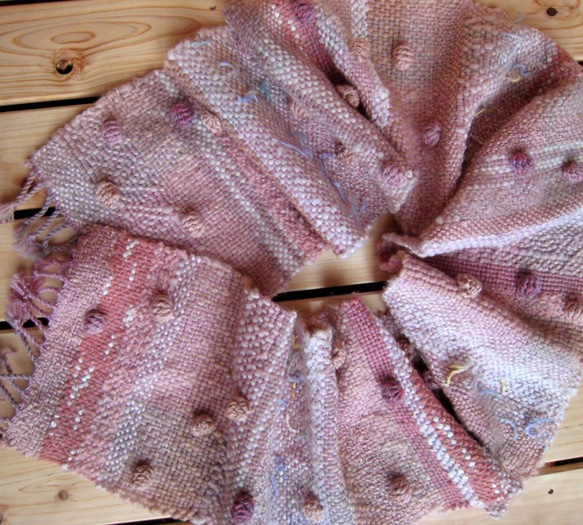毛糸の手織りマフラー2118 2枚目の画像
