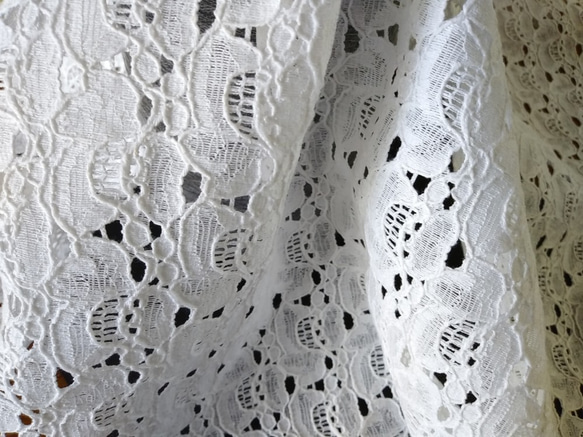 抽象的なイメージの花柄の綿レース　【オフ白】幅103cm×長さ30cm　D/#LB4405NC 2枚目の画像
