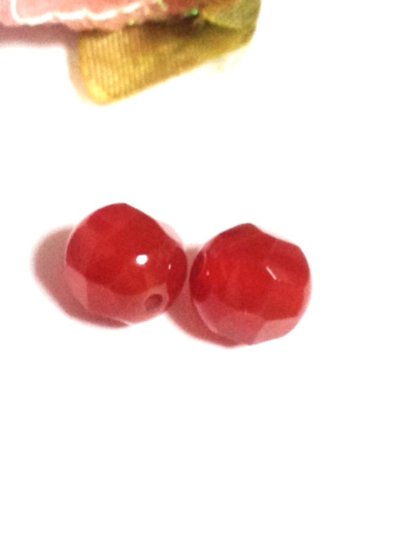 【紅葉の精】カーネリアン　天然石　ラウンドカット　7-8mm　2個 4枚目の画像