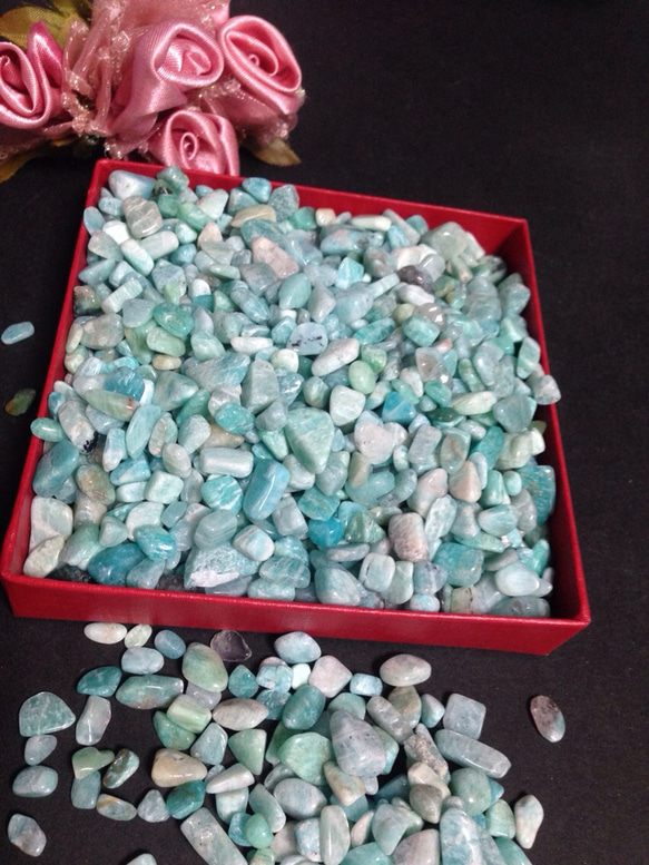 ☆特選一連☆激安☆希望の石【濃い青緑色♢ロシア産アマゾナイトさざれ