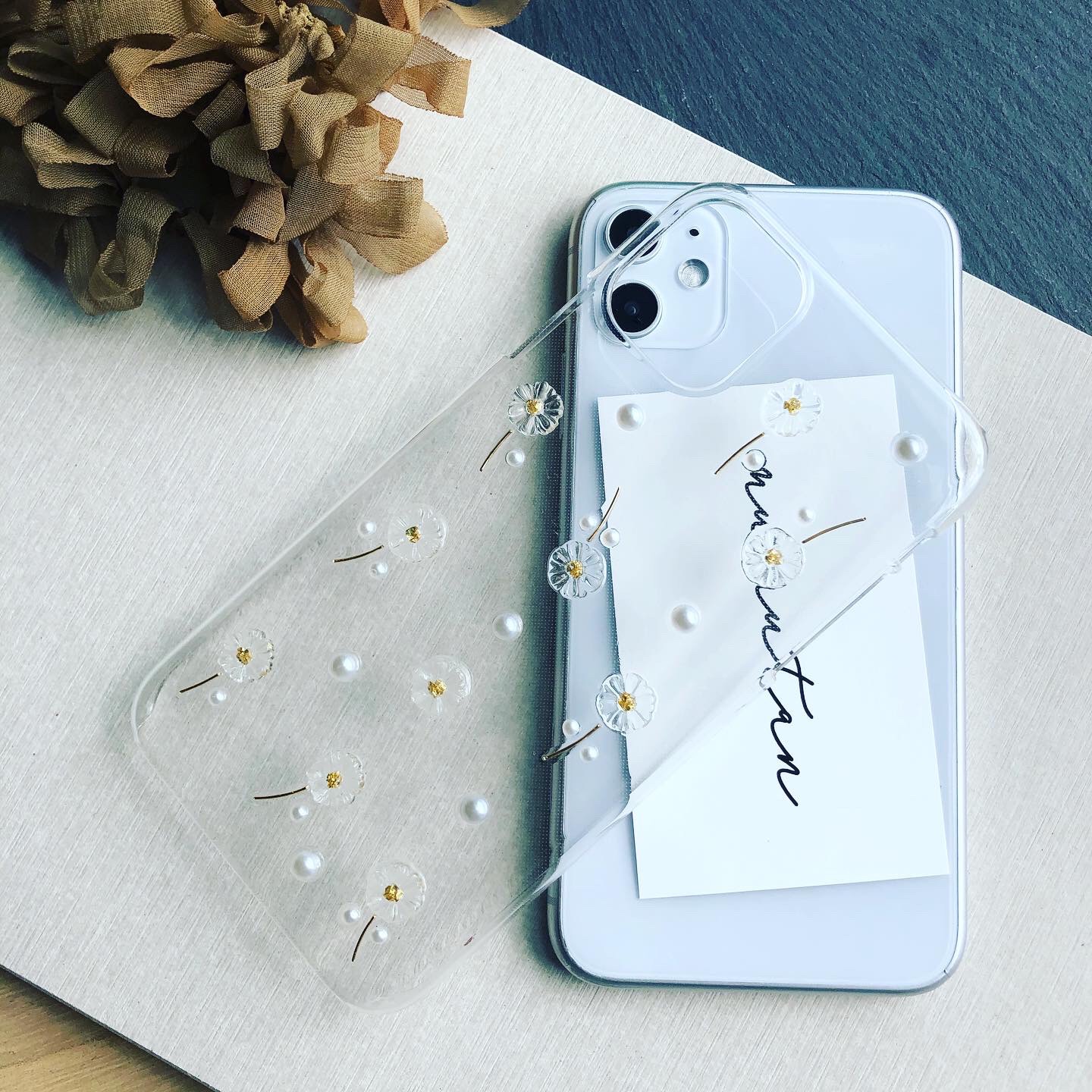 CaseStock 花柄 iPhone用ケース フラワー iPhoneケース クリア 花柄 スマホショルダー 花 16 16e