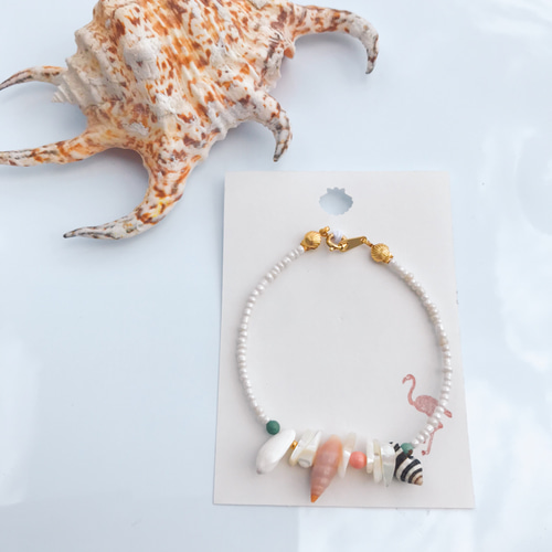 夏 シェルブレスレット summer shell bracelet ブレスレット Yellow