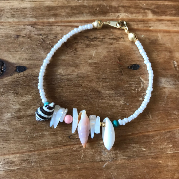 夏　シェルブレスレット　summer shell bracelet 3枚目の画像