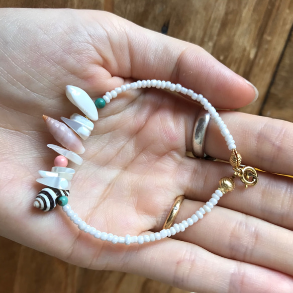 夏　シェルブレスレット　summer shell bracelet 4枚目の画像