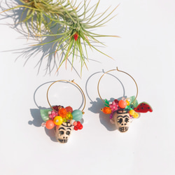 フリーダ　カトリーナ　メキシカンスカルフープピアス　mexican skull earrings 1枚目の画像