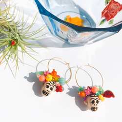 フリーダ　カトリーナ　メキシカンスカルフープピアス　mexican skull earrings 6枚目の画像