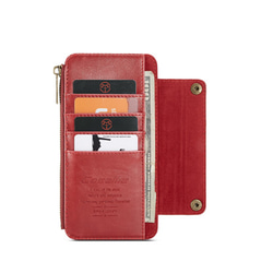 iphoneケース 全機種対応iPhone11 スマホケース 手帳型 赤  Galaxy S9+ 多机能財布ケース兼用 4枚目の画像