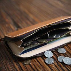 イタリア製メンズ長財布 レザージッパーウォレット クラッチバッグ本革 財布マルチカード 高級感  小銭入れ がま口 10枚目の画像