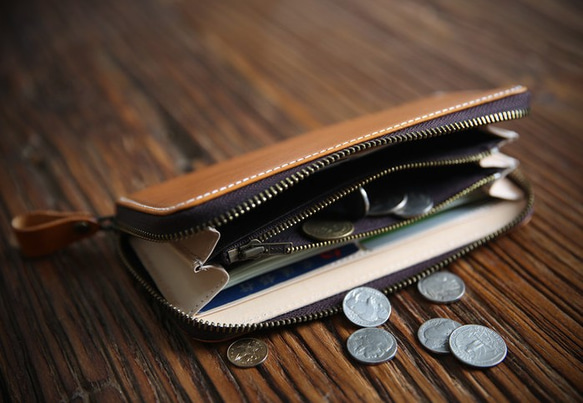イタリア製メンズ長財布 レザージッパーウォレット クラッチバッグ本革 財布マルチカード 高級感  小銭入れ がま口 10枚目の画像