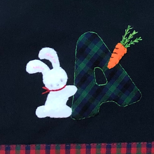 受注制作】ABC 英語 うさぎ くま 女の子 アップリケバッグ お受験