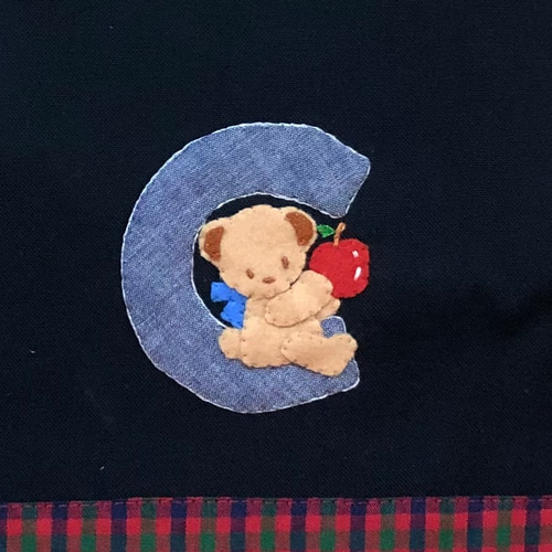 受注制作】ABC 英語 うさぎ くま 女の子 アップリケバッグ お受験