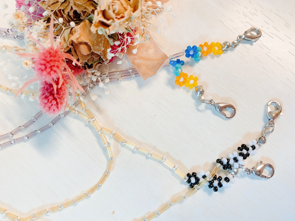 ♪❤️ アンティーク　ガラスビーズ　マスクチェーン　メガネチェーン　韓国 韓国風❁花メガネチェーン、マスクチェーン マスクアクセサリー