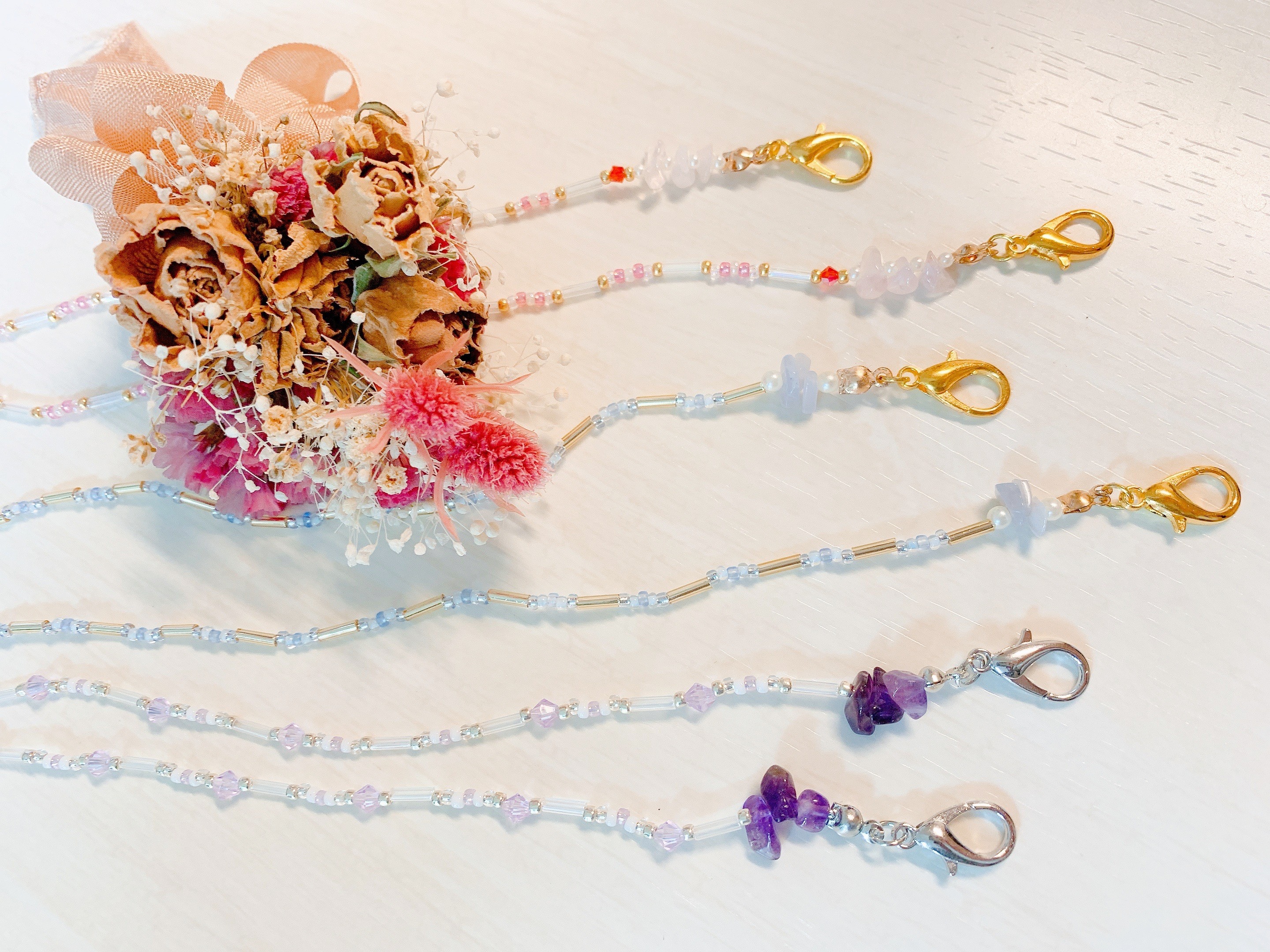 ♪534❤️ アンティーク　ビーズ　マスクチェーン　メガネチェーン　ハンドメイド