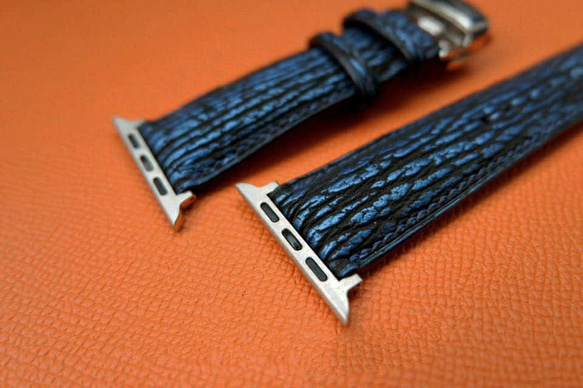 【高級革使用】サメ革　シャークスキン　Applewatchベルト　腕時計 バンド　本革　 2枚目の画像