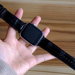 高級革使用　腕時計　ベルト　時計　アップルウォッチバンド　フランス産　アリゲーターワニ革　メンズ 2枚目の画像