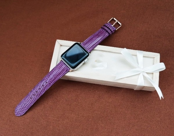 【高級革使用】　腕時計ベルト　アップルウォッチバンド　スペイン産のリザード革  トカゲ革　メンズ　レディース 5枚目の画像