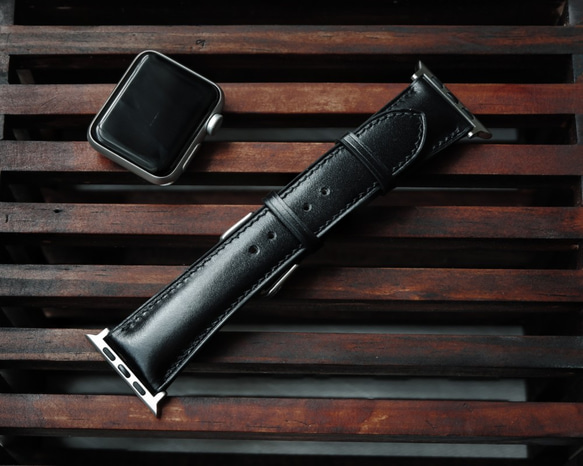 高級革　レザー使用時計ベルト　メンズ時計ベルト　腕時計　皮　革　新喜皮革シェルコードヴァン 　 2枚目の画像